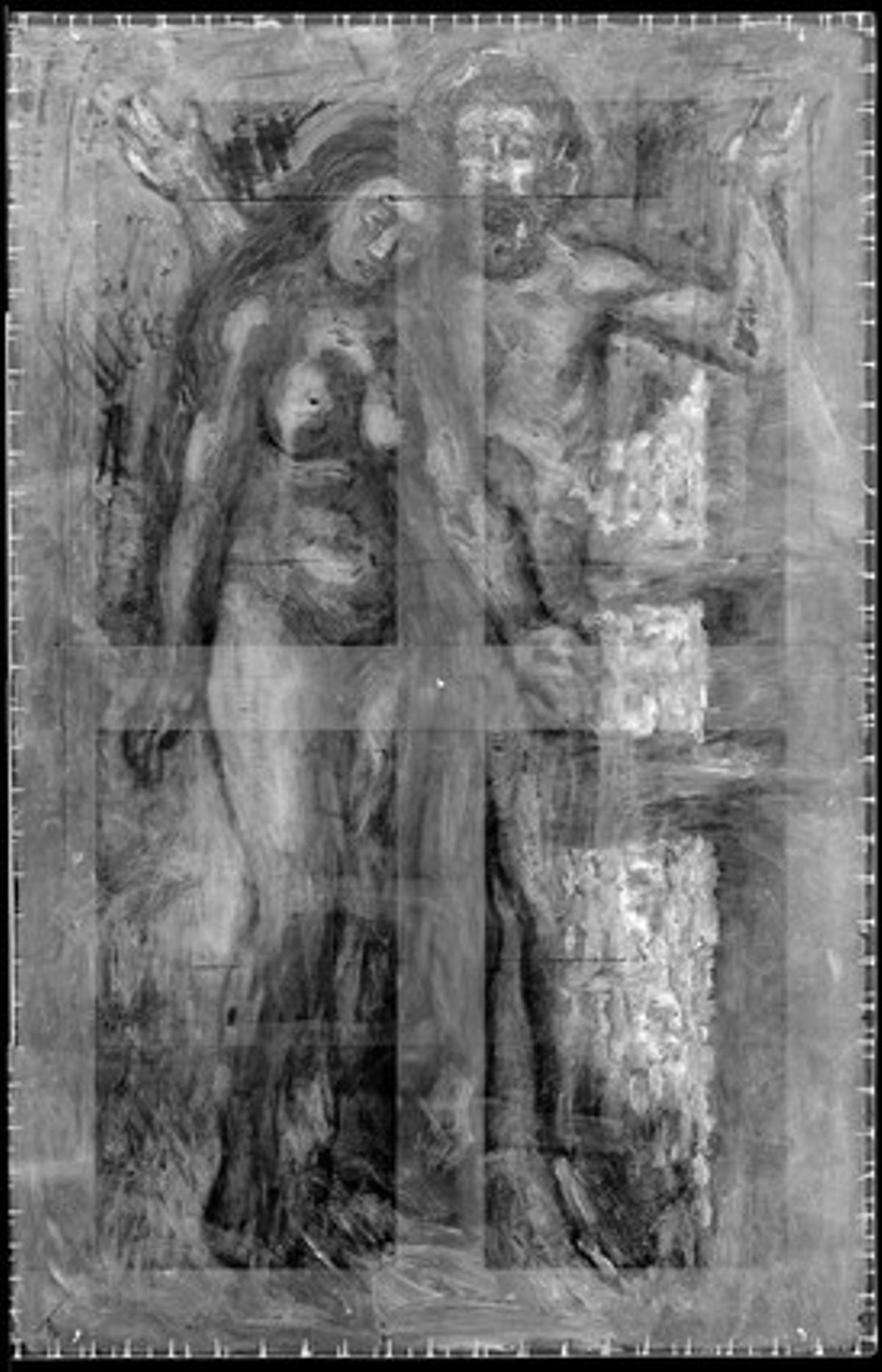 Pintura subyacente bajo 'Azoteas de Barcelona', descubierta gracias a una radiografía.