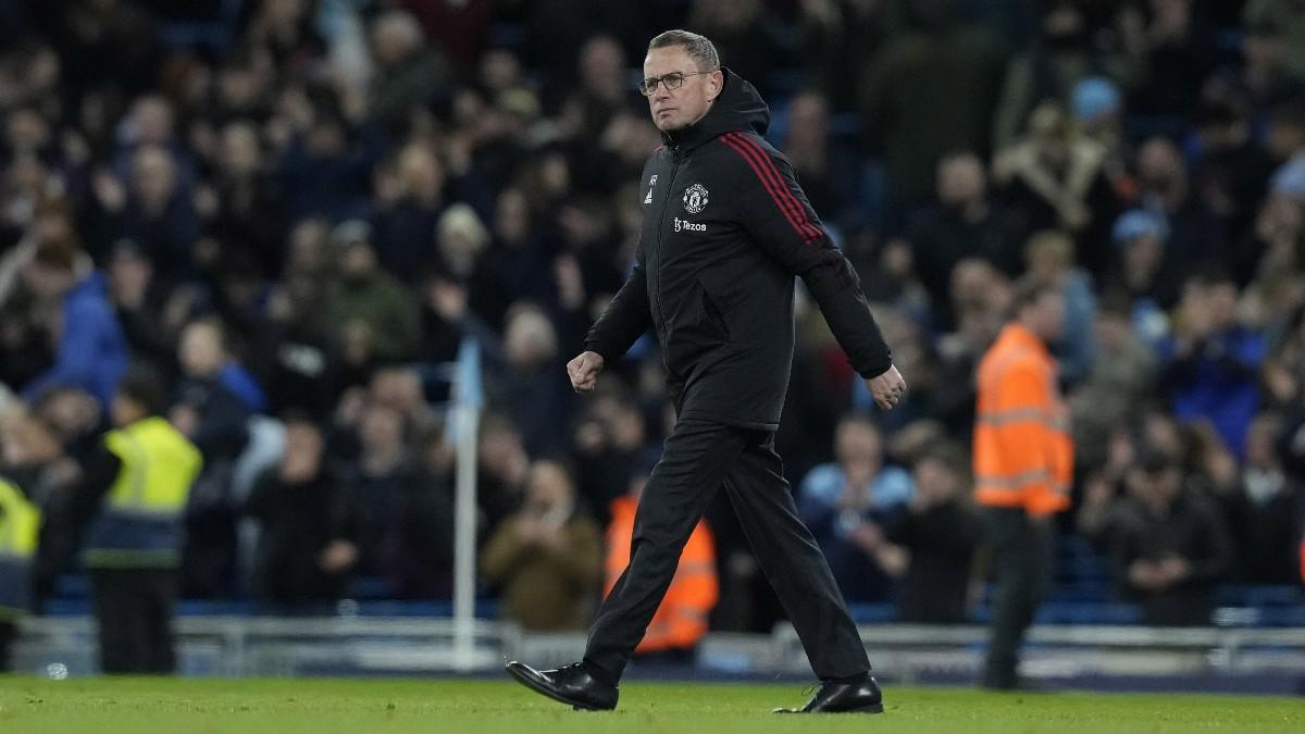 Ralf Rangnick en un partido con el Manchester United