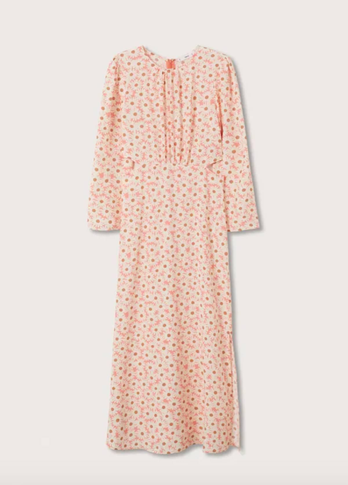 Vestido con estampado de flores, de Mango