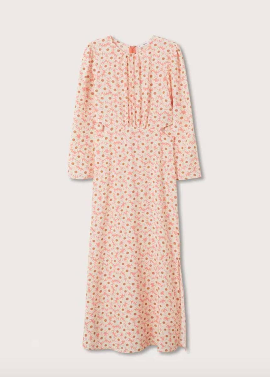 Vestido con estampado de flores, de Mango