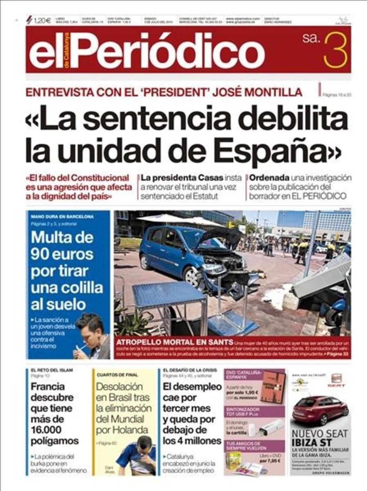 Portada del 3 de julio del 2010.