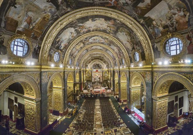 Interior de la Concatedral de San Juan, en La Valeta.