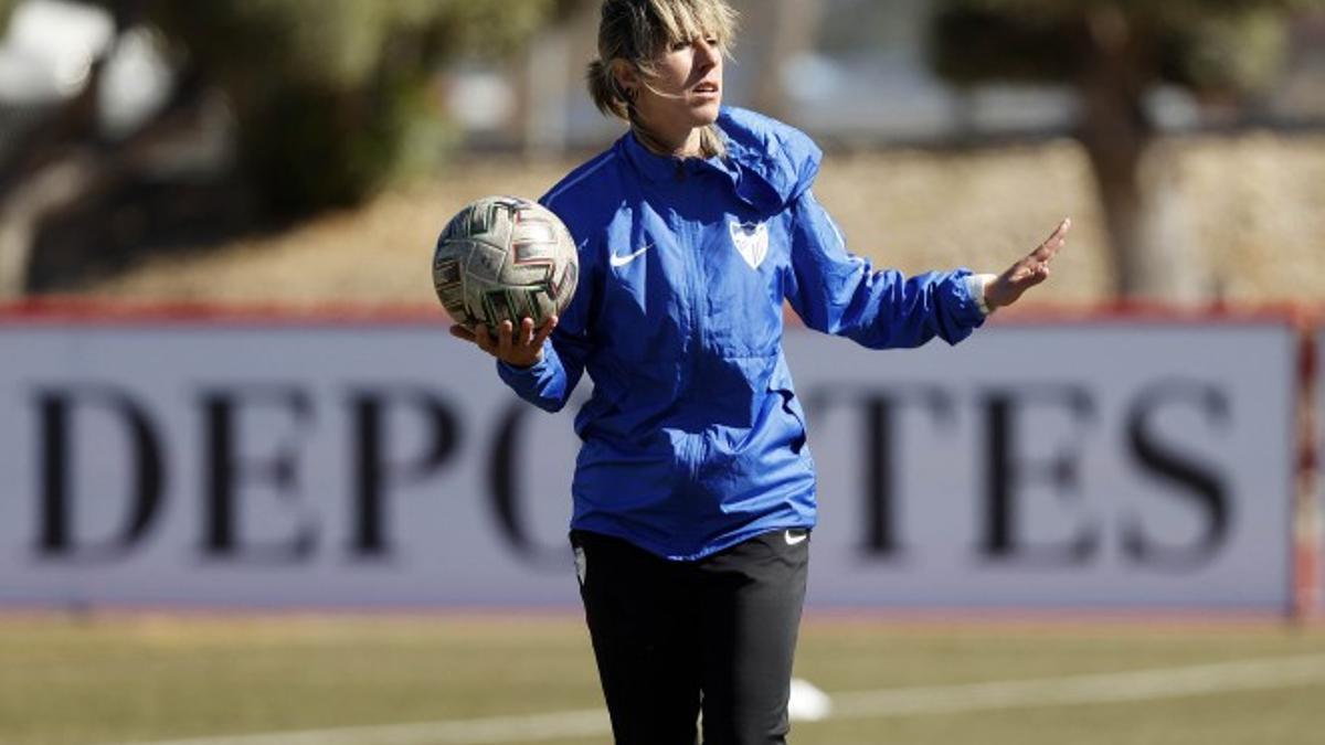 Nati, durante un entrenamiento del conjunto malacitano