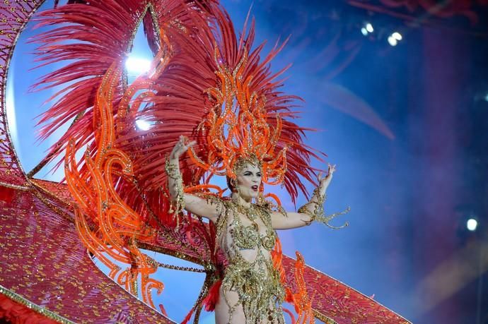 21-02-2020 LAS PALMAS D GRAN CANARIA. Elección de la Reina del Carnaval Candidata 7. CENTRO COMERCIAL ALCAMPO TELDE presenta a Raquel Rodríguez con el diseño Fuego del Nublo, de Fernando Méndez.