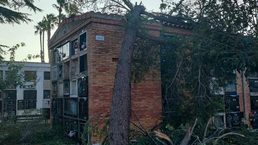 El temporal provoca el cierre del cementerio de Burriana hasta nuevo aviso