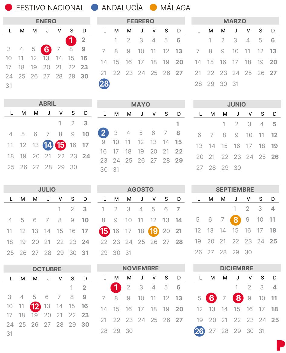 Calendario laboral Málaga 2022