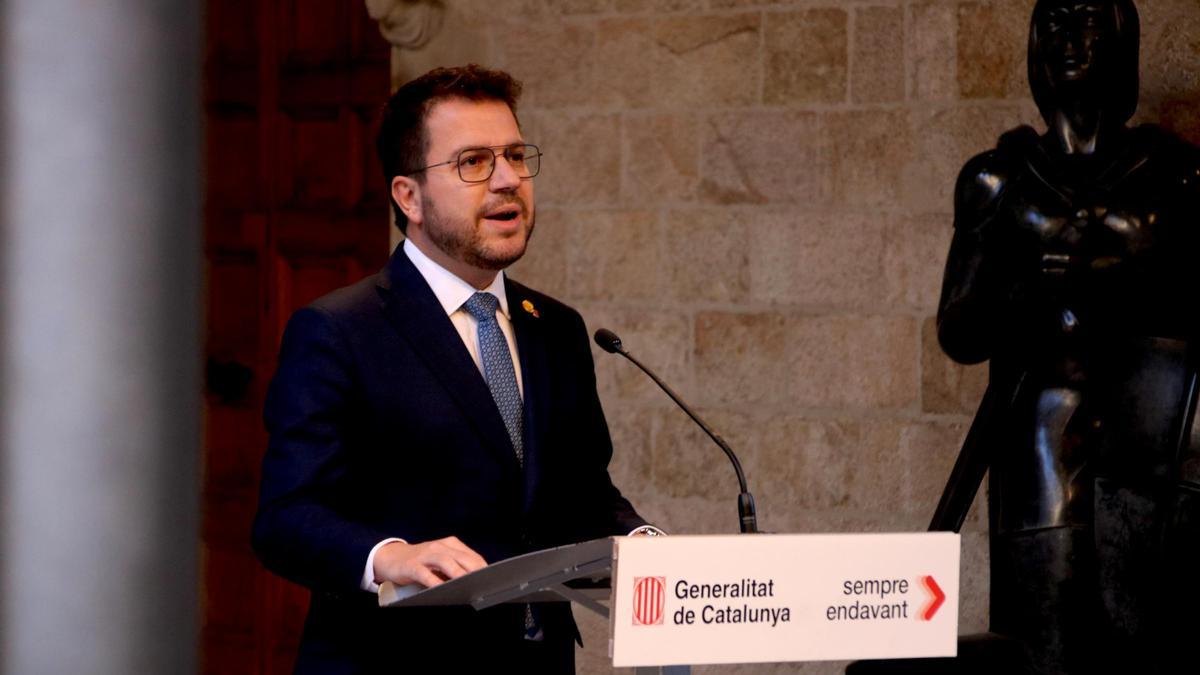 Pere Aragonès compareix al Palau de la Generlaitat per anunciar l'avançament de les eleccions