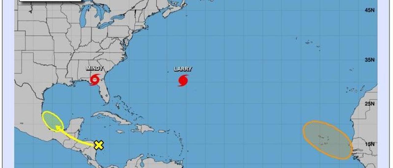 Imagen de la situación según el Centro de Control de Huracanes de EEUU.