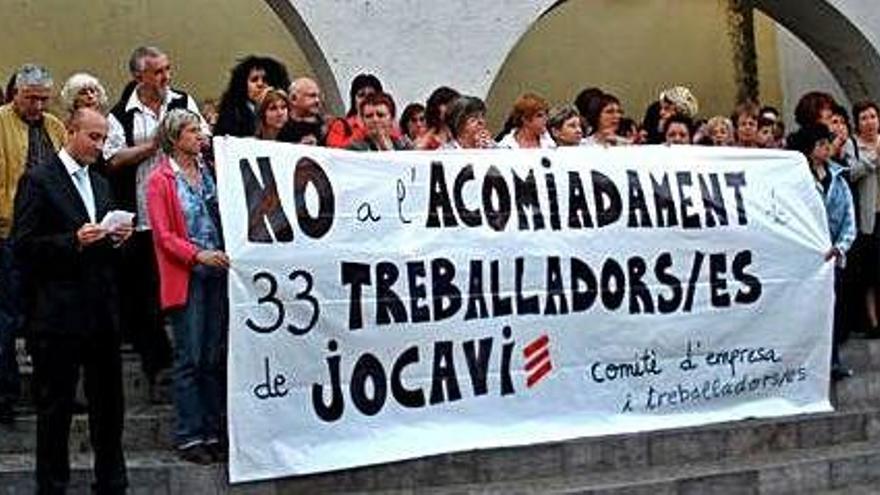 Treballadors de l&#039;empresa Jocavi d&#039;Arbúcies protesten per un ERO anunciat el desembre passat.
