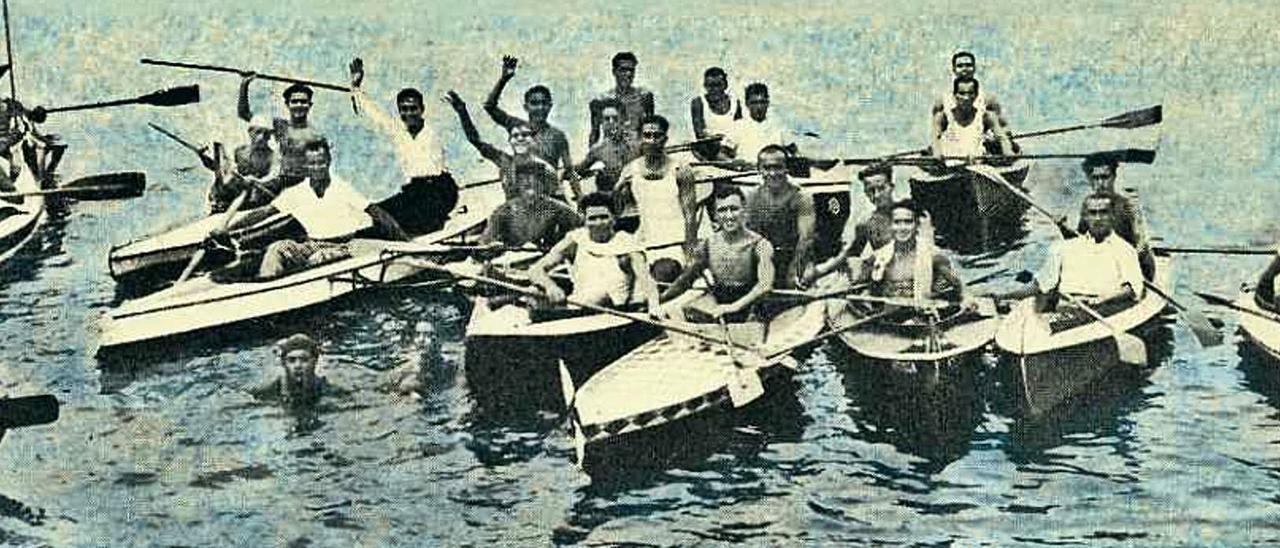 Participantes na Travesía da Ría en 1933. | // ARQUIVO DO AUTOR