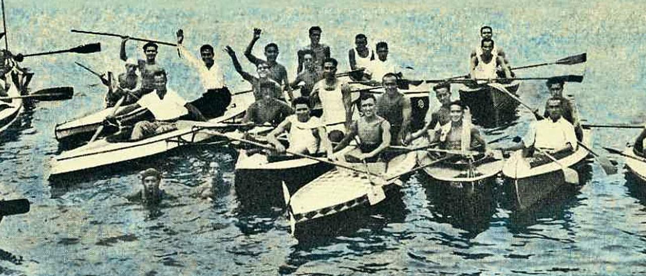 Participantes na Travesía da Ría en 1933.   | // ARQUIVO DO AUTOR