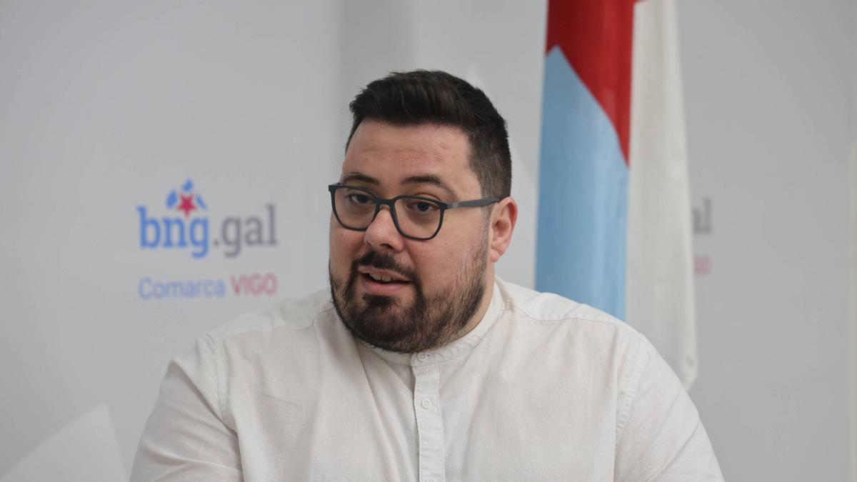 El portavoz del BNG, Xabier P. Igrexas, en la sede de la formación.