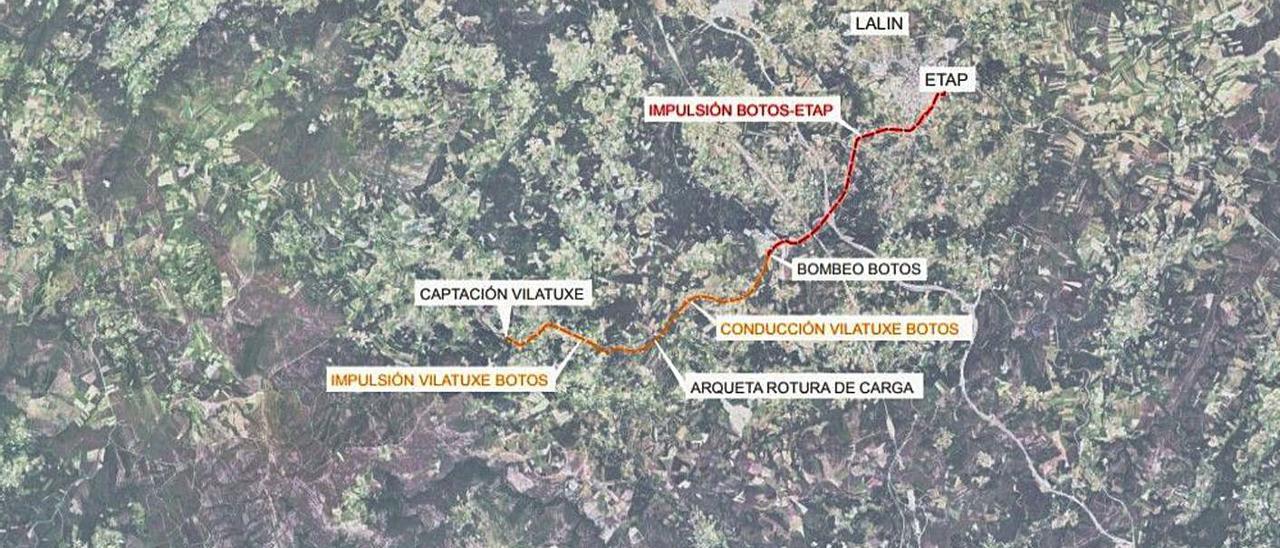 Infografía del futuro sistema de abastecimiento de agua desde Vilatuxe. |