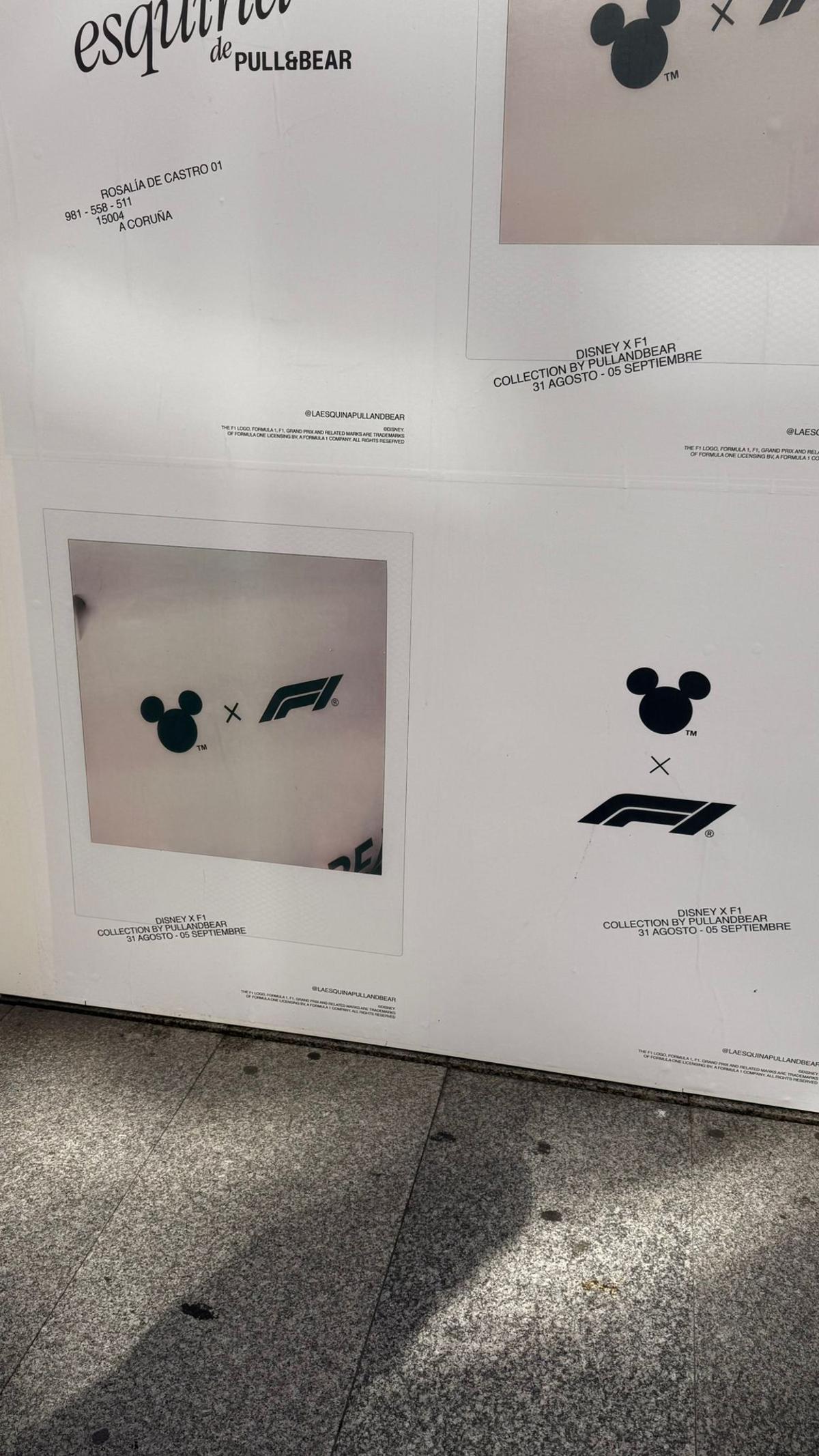 Anuncio en la plaza de Lugo de la nueva colección con Disney y la Fórmula 1