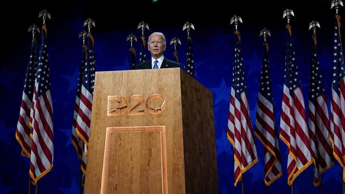 Joe Biden acepta la nominación para ser el candidato del Partido Demócrata a la presidencia de Estados Unidos, el 20 de agosto del 2020