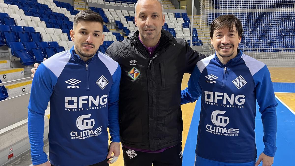 Luan Muller, Vadillo y Chaguinha posan en la pista de Son Moix.