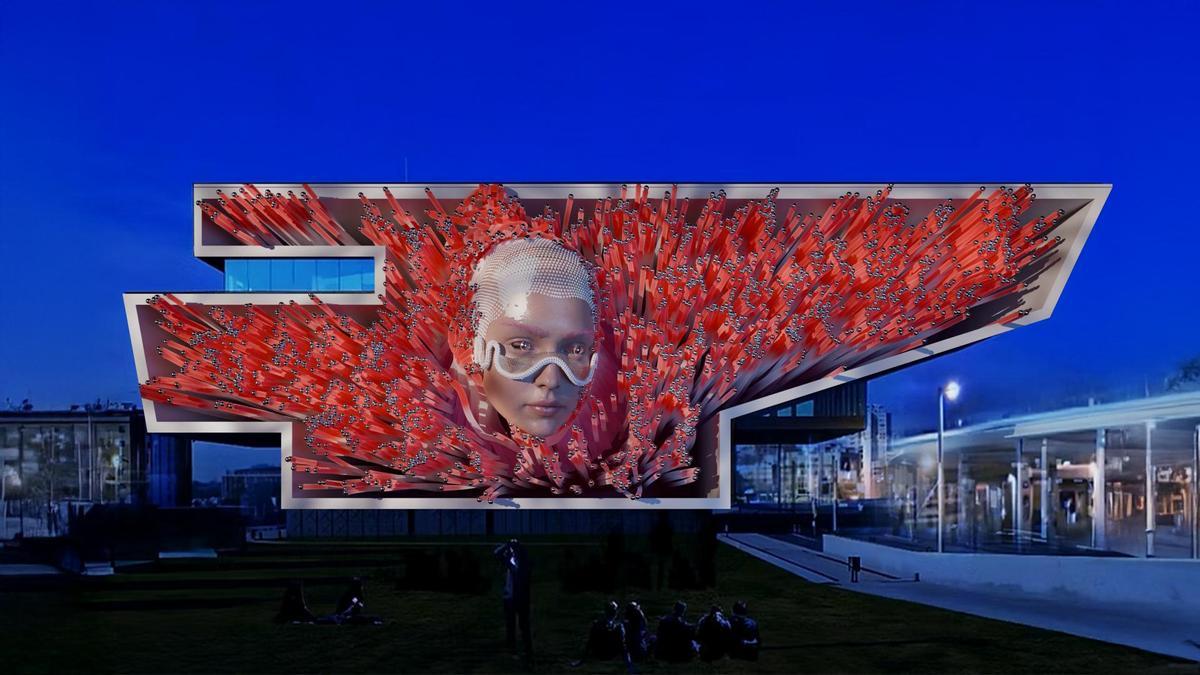 Anterior edición del mapeado del OFFF sobre la fachada del DHub.