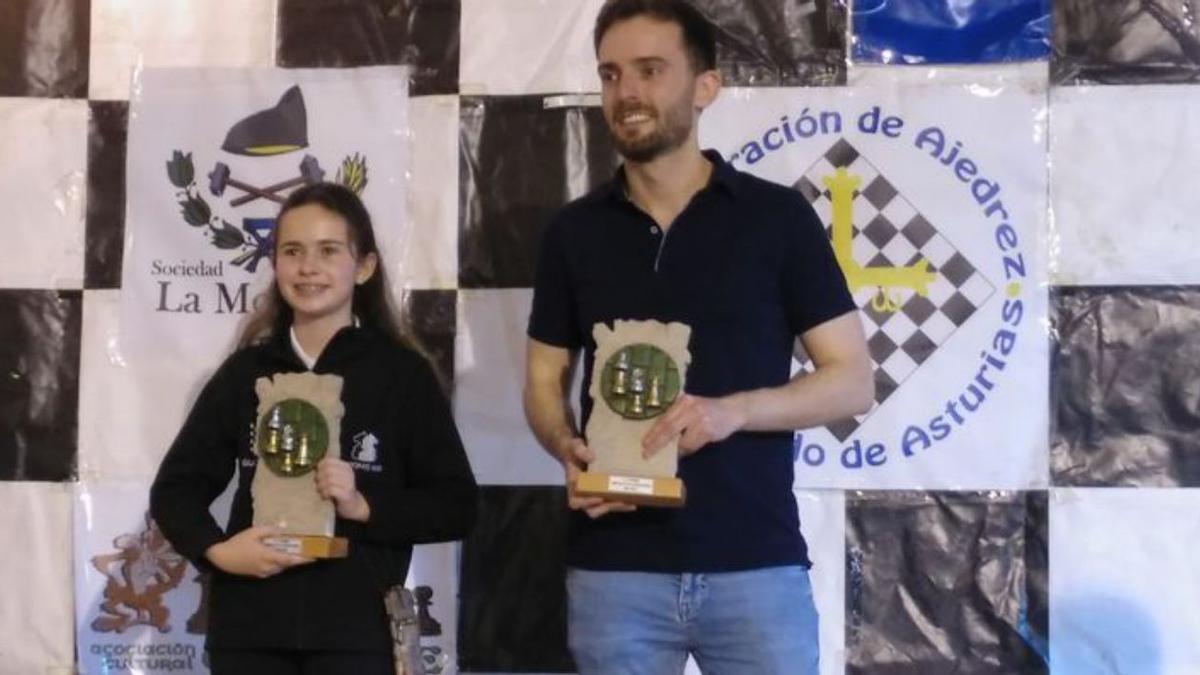 Edén Álvarez y Pelayo Quirós, con sus trofeos.