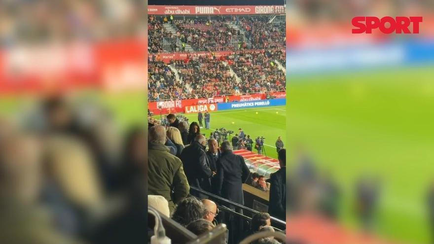 Rafa Yuste, presidente en funciones del FC Barcelona, en el palco de Montilivi