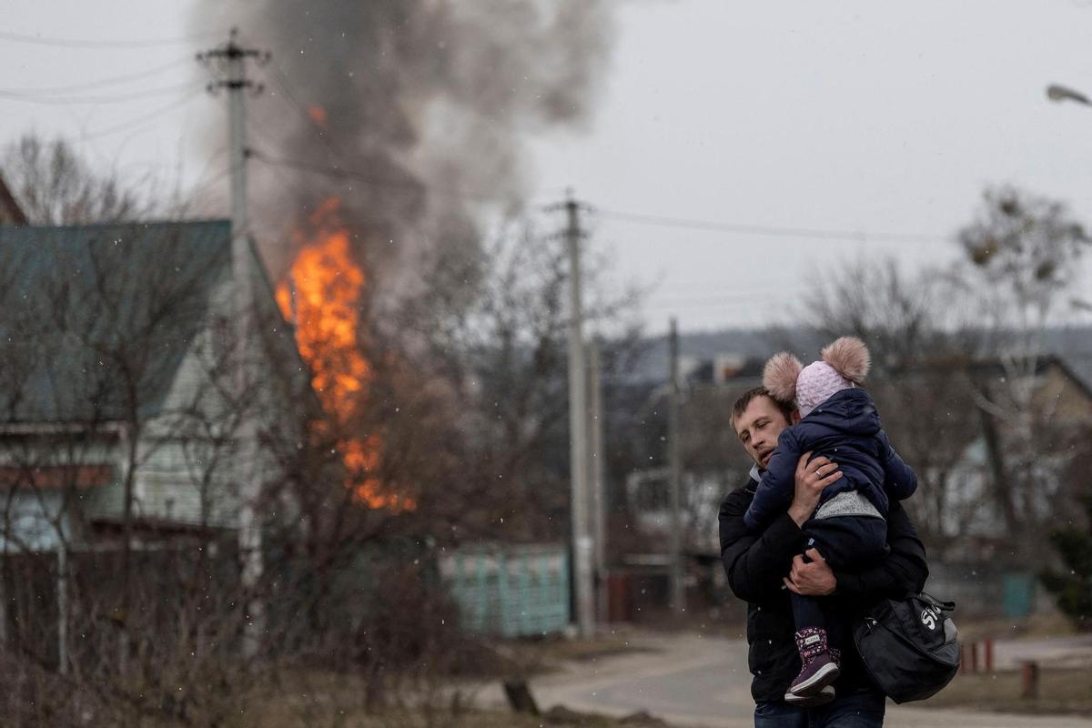 Bombardeo en la ciudad ucraniana de Irpin