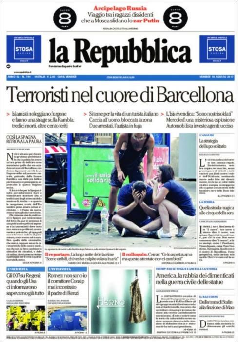 El ataque en Barcelona en la prensa internacional