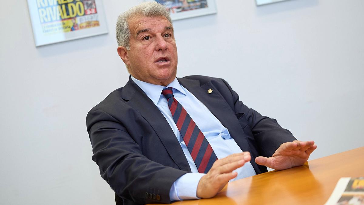 Joan Laporta, candidato a la presidencia del Barça, durante la entrevista.