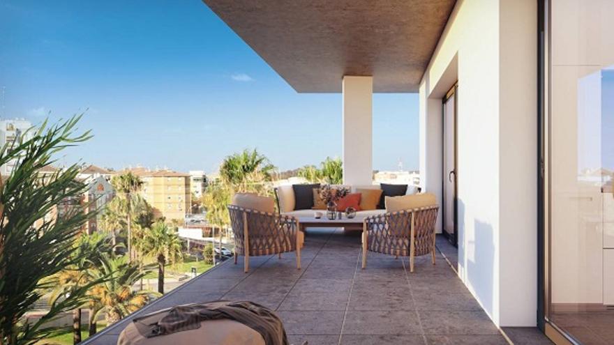 Pisos de obra nueva en venta con piscina y terraza en La Florida, Huelva