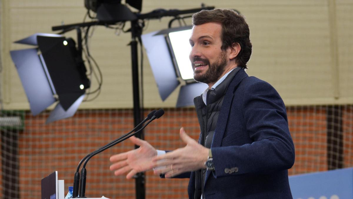 Pablo Casado en un mitin a Palencia.