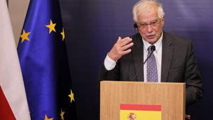 Warsaw (Poland), 30/08/2019.- Spanish Foreign Minister Josep Borrell speaks during a press conference after his meeting with Polish Foreign Minister Jacek Czaputowicz in Warsaw, Poland, 30 August 2019. (Polonia, España, Varsovia) EFE/EPA/PAWEL SUPERNAK POLAND OUT