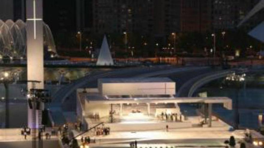 Vista aérea del altar donde Benedicto XVI celebró la eucaristía conclusiva.