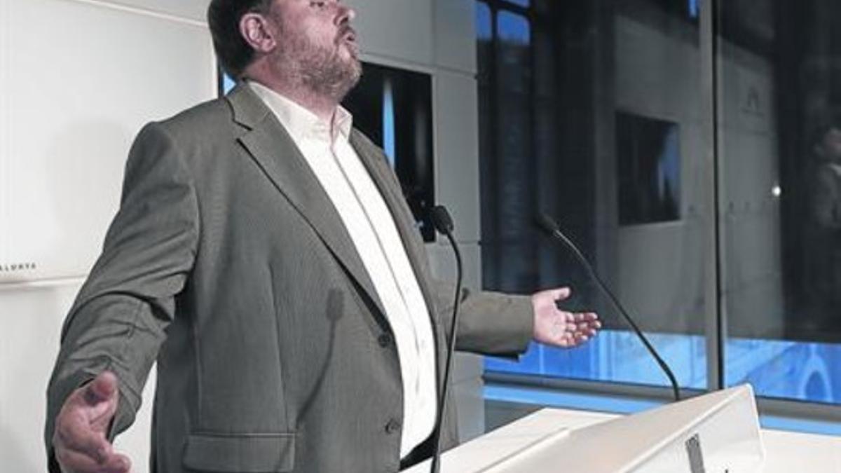 Junqueras, ayer en el Parlament, en plena crítica a la nueva consulta.