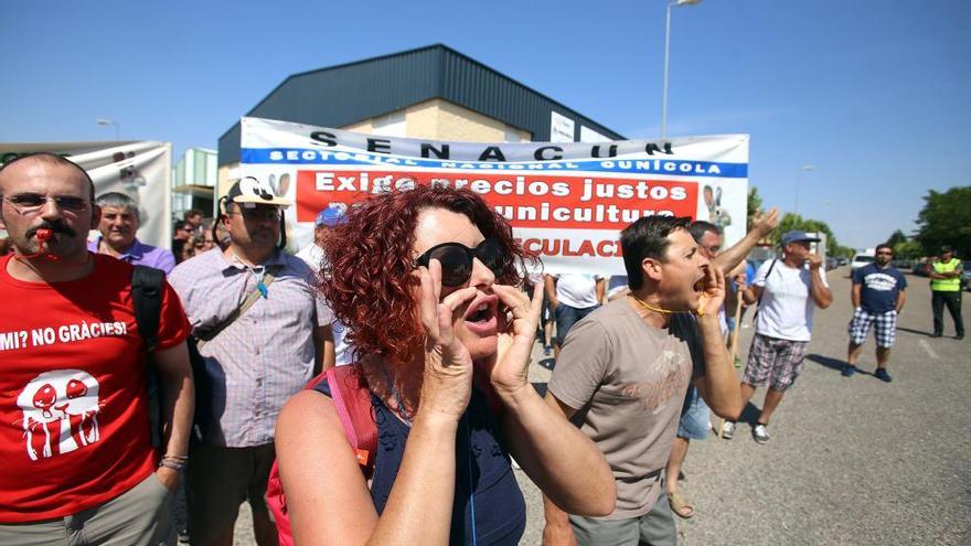 Cunicultores protestan en Valladolid.