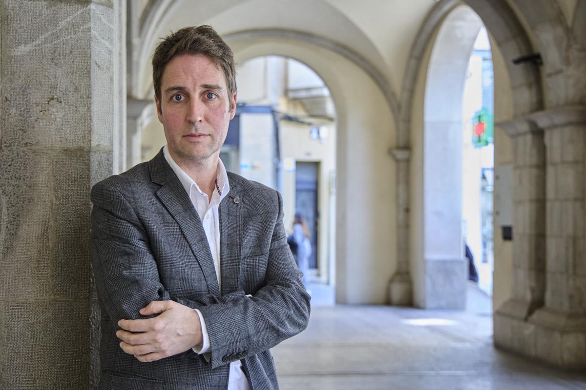 Jordi Masquef, alcalde de Figueres, durante la entrevista con EL PERIÓDICO