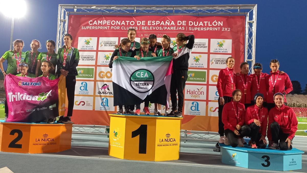 Podio Primera Division Femenina en el Campeonato de España SuperSprint por Clubes.