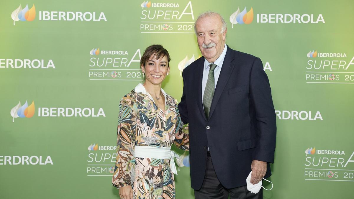 Vicente del Bosque y Sandra Sánchez, durante la gala.
