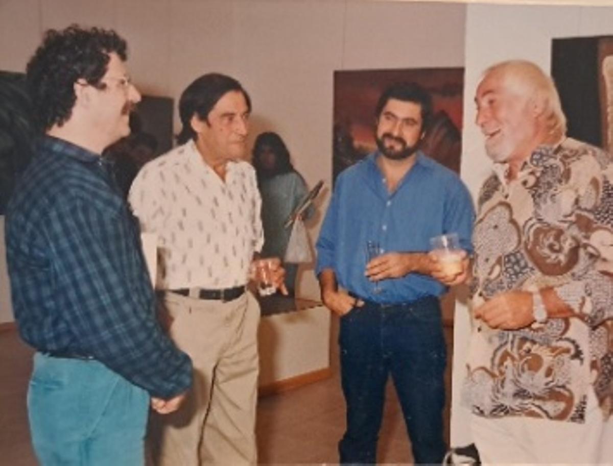 Patxe amb el fundador del Museu del Joguet, Josep Maria Joan i Rosa, Ramon Teixidor i el pintor Jaume Turró.