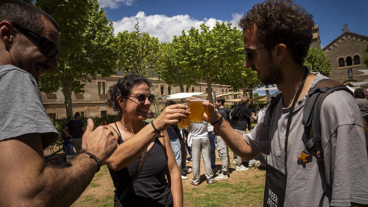 Participants al darrer Vieer Fest brinden durant la trobada a Puig-reig