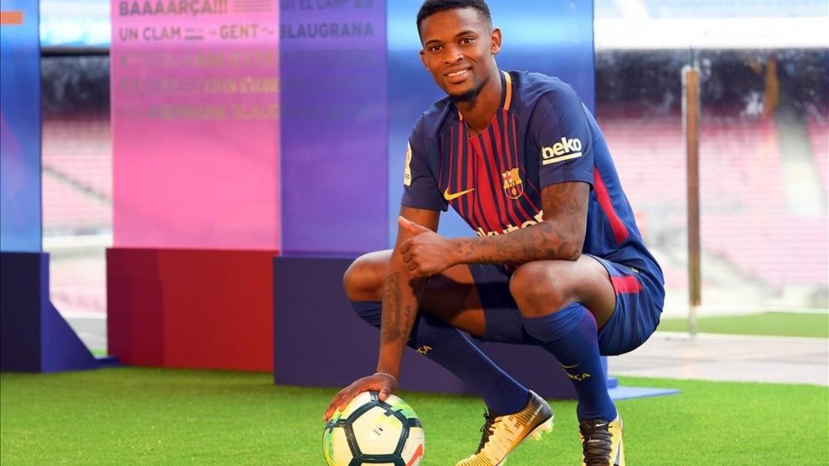 Semedo, durante la presentación en el Camp Nou.