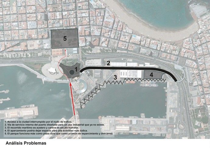 Presentación del gran parque con zonas verdes y de ocio entre Santa Catalina y el muelle de Sanapú