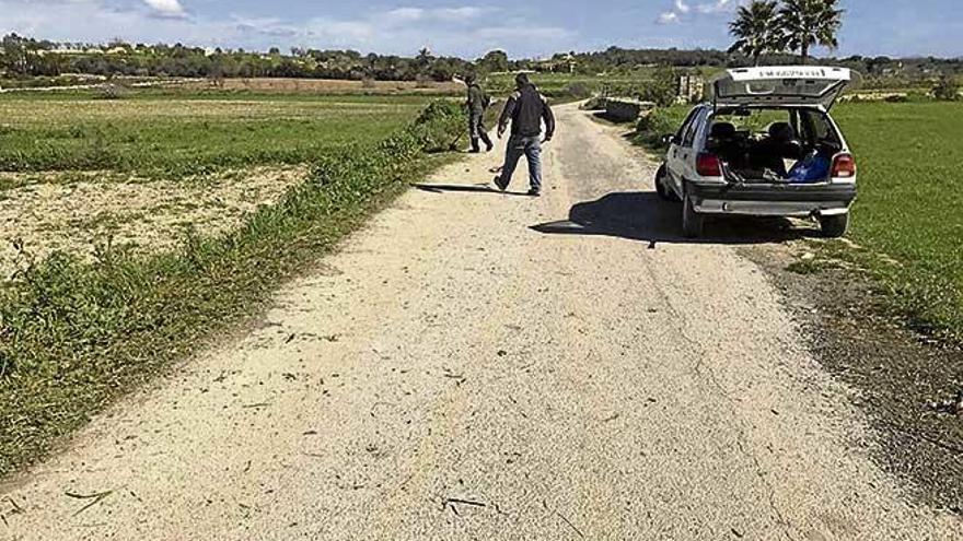 Operarios trabajan en la limpieza de caminos rurales.