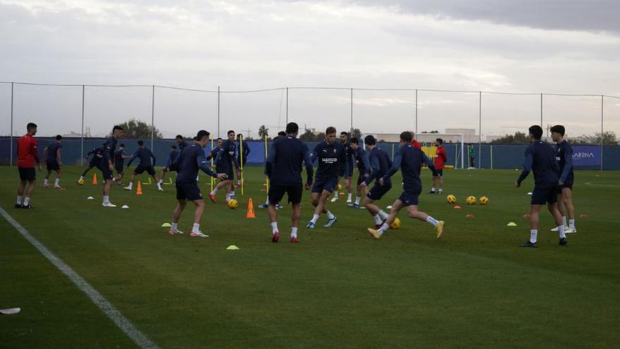 Un momento del entrenamiento de ayer en Pinatar Arena. | RSG