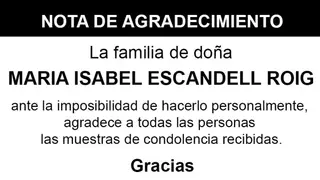 Nota Maria Isabel Escandell Roig