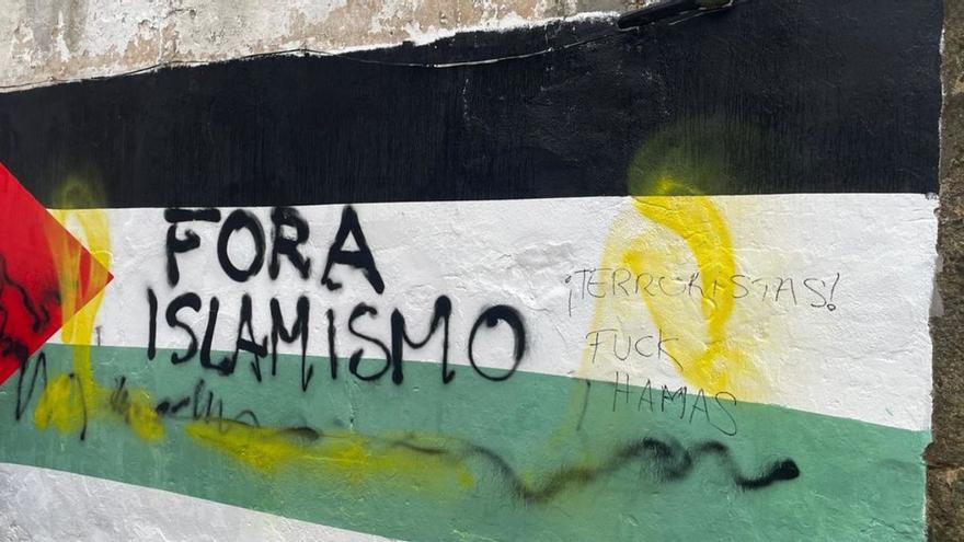Vuelven a vandalizar un mural de la bandera palestina en Lalín |