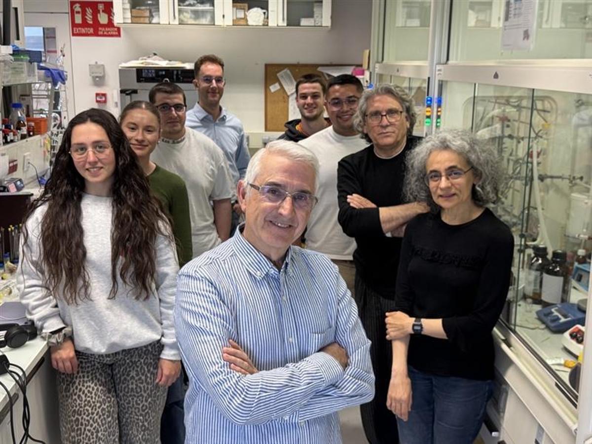 El profesor Carlos Jiménez, en el centro, con su equipo de investigación.