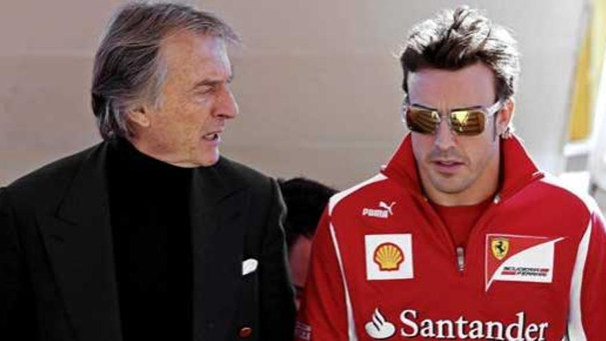 Montezemolo, patrón de Ferrari, con Alonso.