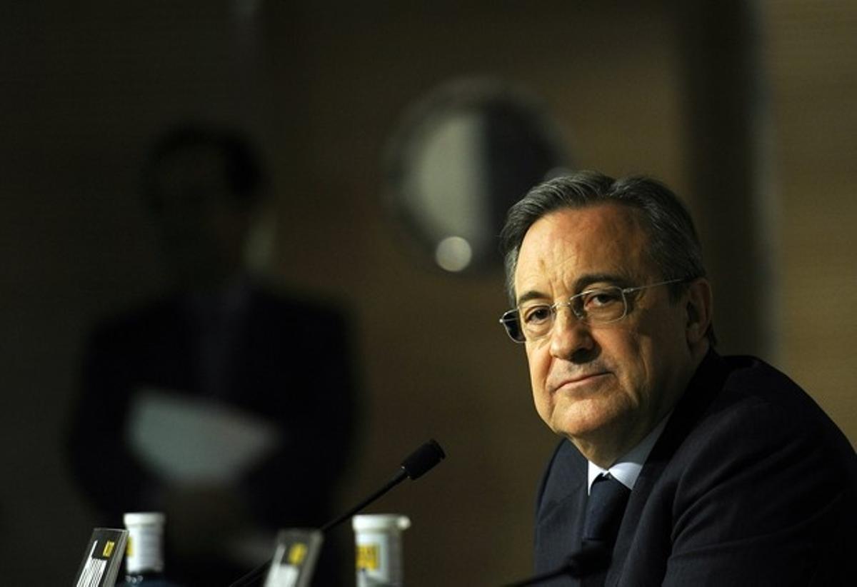 Florentino Pérez, durant una roda de premsa, el 26 de maig passat, a Madrid.