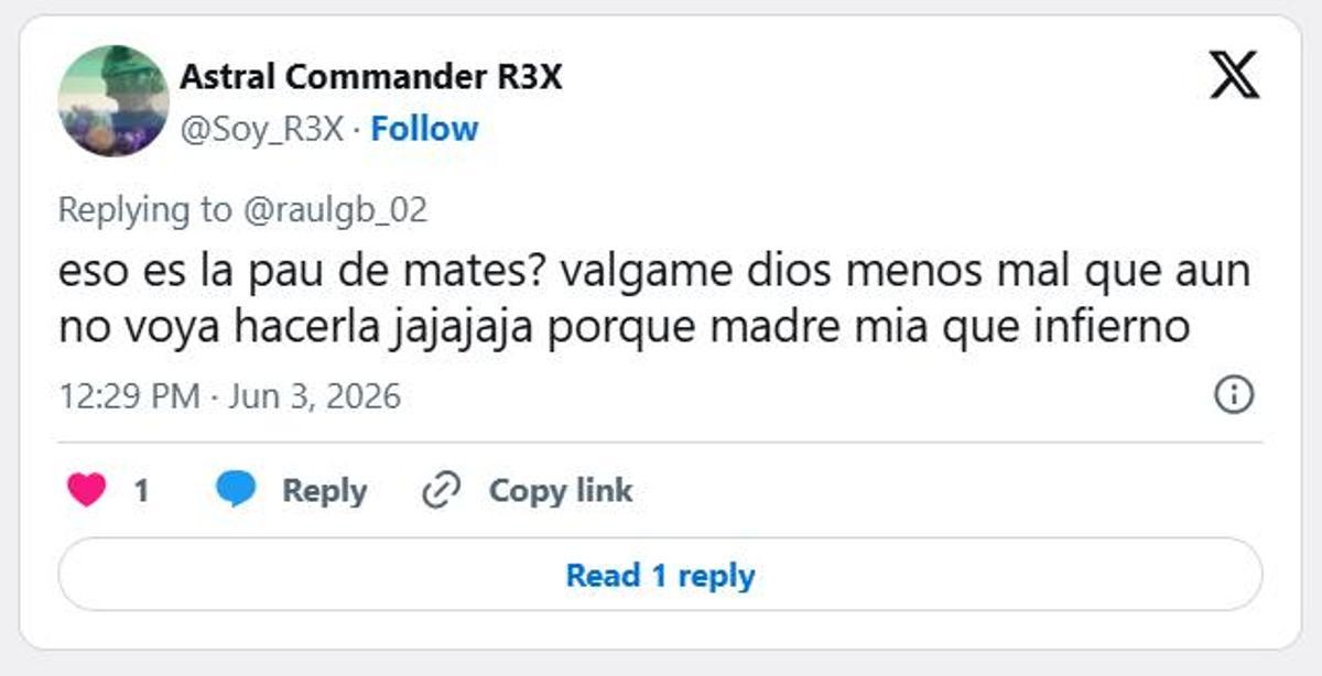 Tweet compartido por un usuario en 'X'