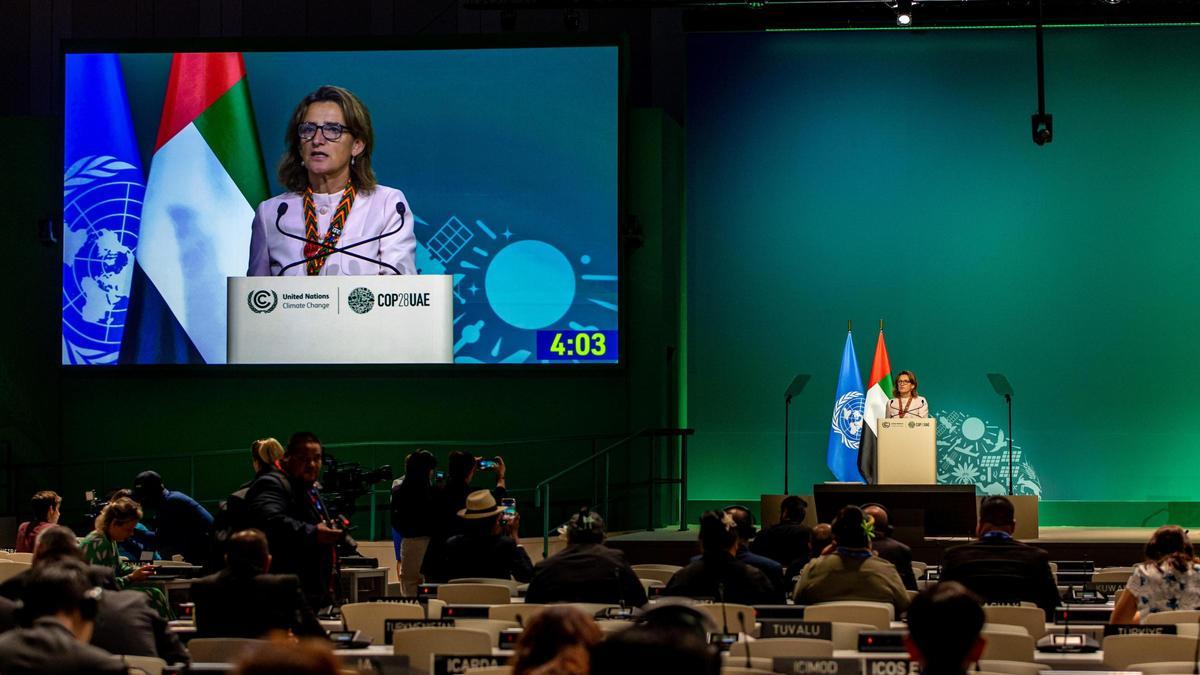 Teresa Ribera, en la cumbre del clima de Dubái.