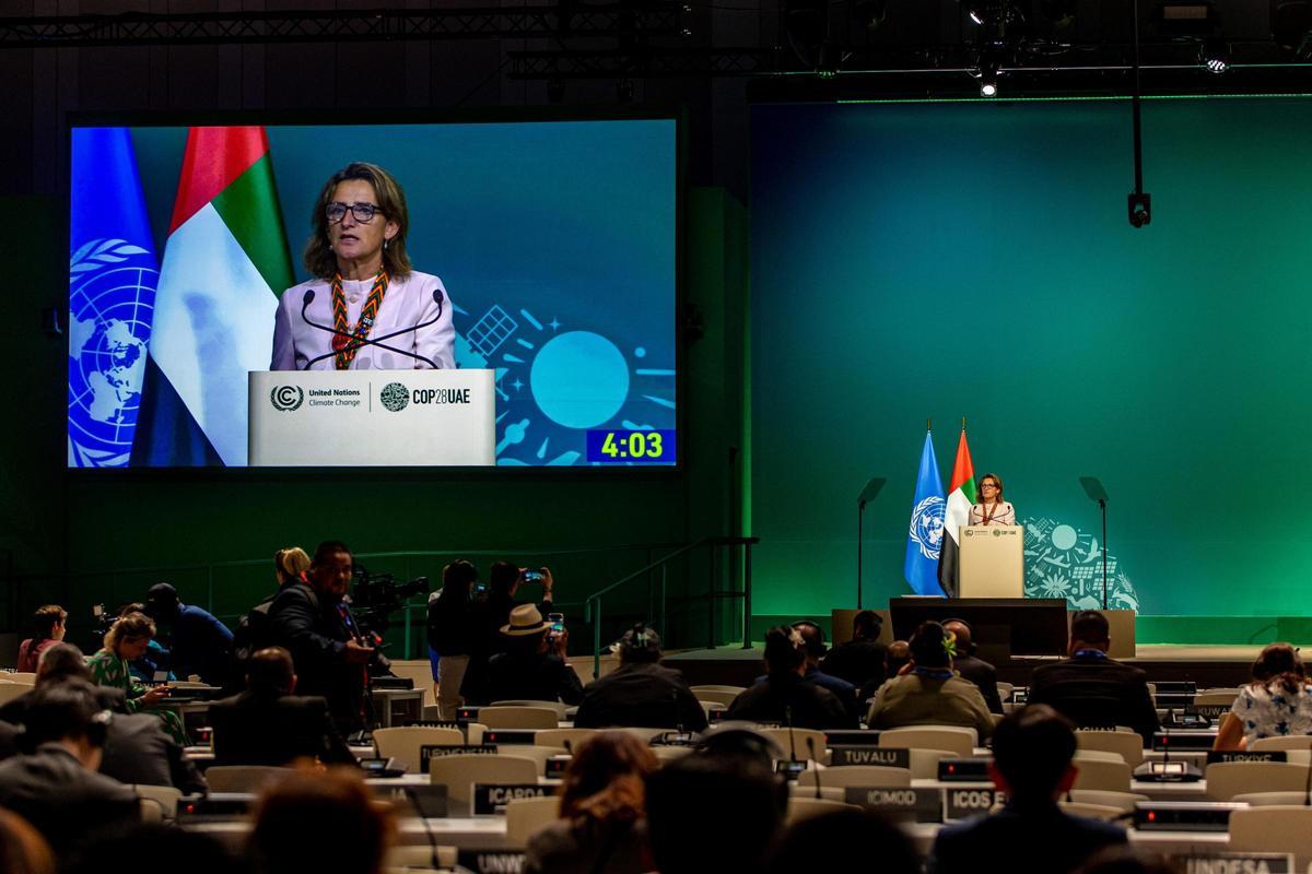 Teresa Ribera, en la cumbre del clima de Dubái.