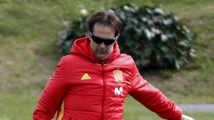 Julen Lopetegui, durante un entrenamiento de la selección.